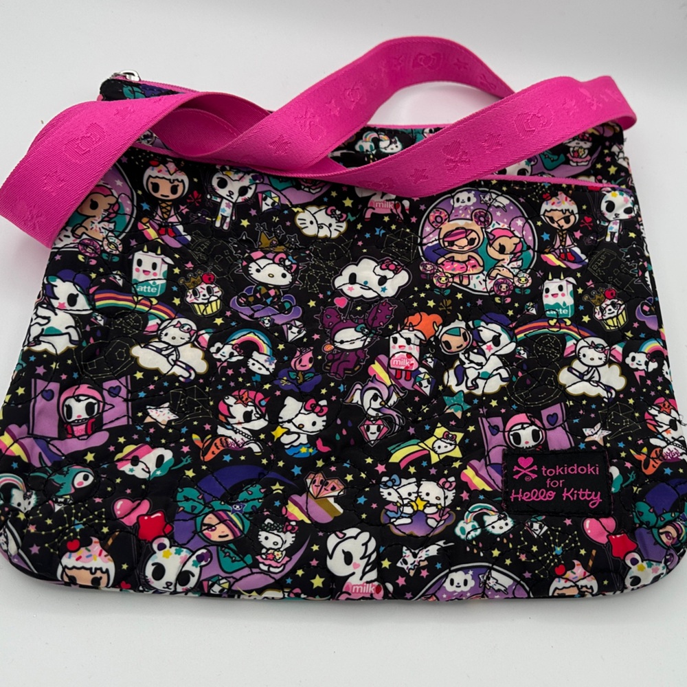 Tokidoki Multicolor Character Tote with Pink Handles